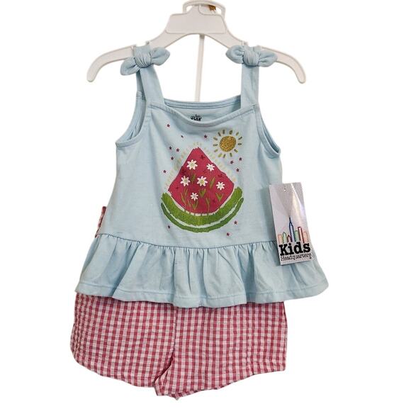 NWT Kids Headquarters Girls Watermelon 2 Piece Set Shorts Summer Tank 4 - Picture 1 of 6